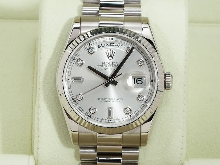 ロレックス デイデイト36 Ref.118239A ホワイトゴールド シルバー文字盤