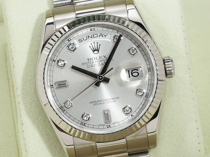 ロレックス デイデイト36 Ref.118239A ホワイトゴールド シルバー文字盤