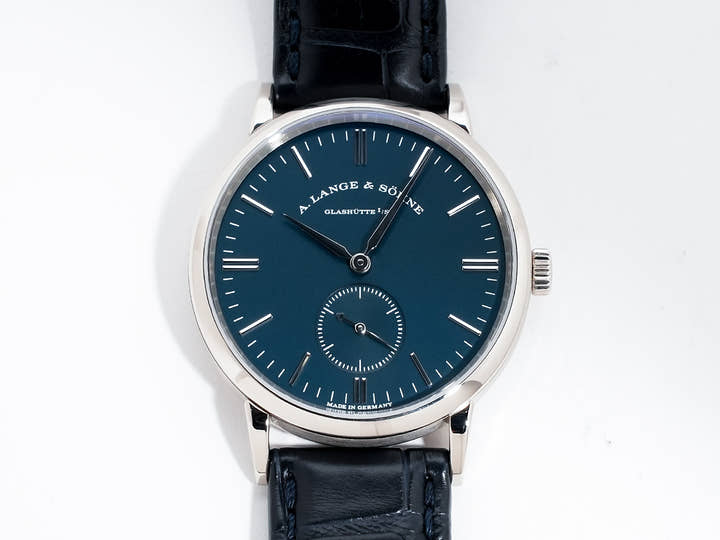 A.ランゲ&ゾーネ サクソニア Ref.219.028 18KWG ブルー文字盤 美中古 q64gxcvv