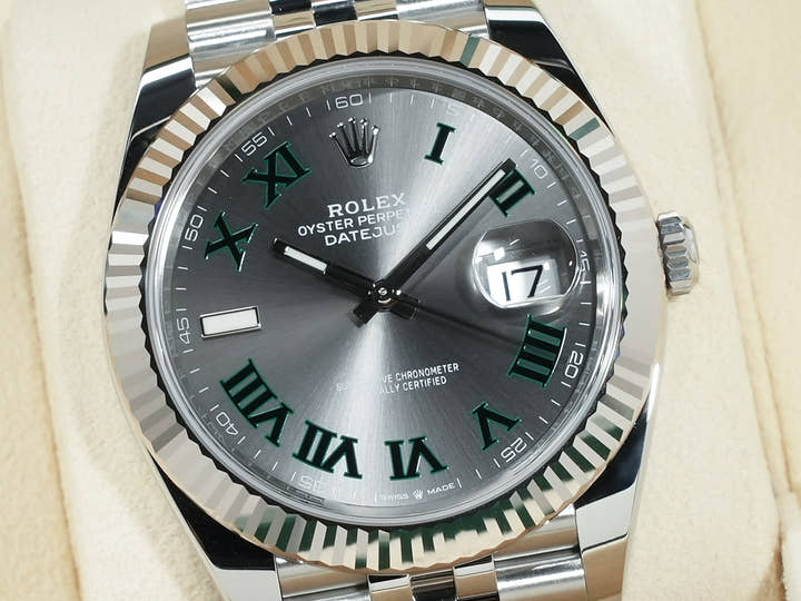 ロレックス デイトジャスト41 Ref.126334 ステンレススチール/ホワイトゴールド スレートローマン文字盤 ジュビリーブレスレット 未使用 rbht2btc