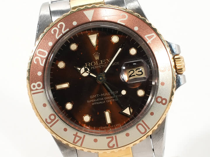 ロレックス GMTマスター Ref.16753 ステンレススチール/イエローゴールド ブラウン文字盤 オイスターブレスレット 中古 0K49Z71Z