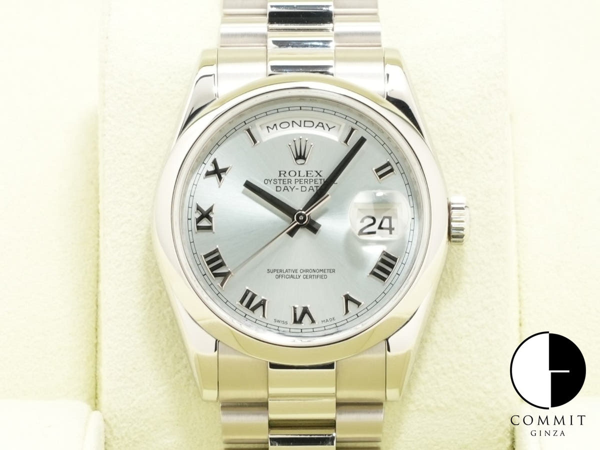 ロレックス デイデイト36 Ref.118206 プラチナ アイスブルー文字盤