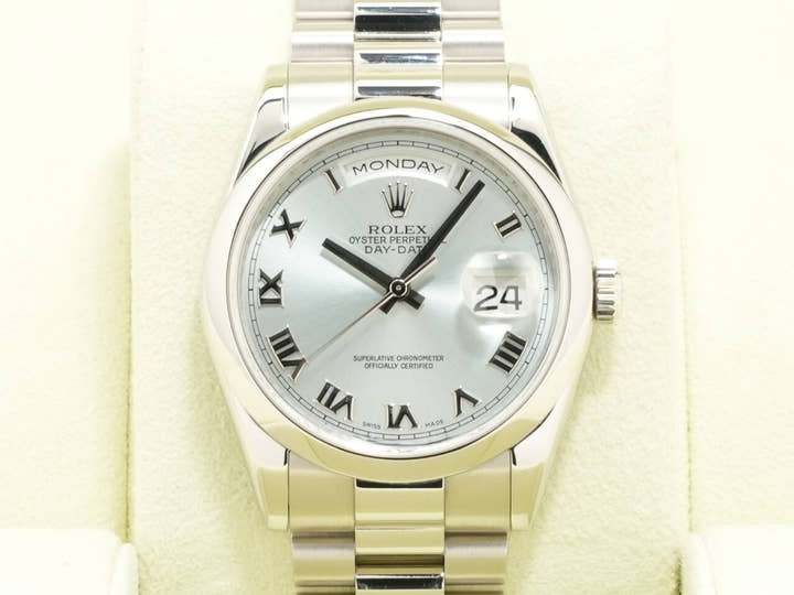 ロレックス デイデイト36 Ref.118206 プラチナ アイスブルー文字盤