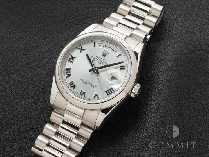 ロレックス デイデイト36 Ref.118206 プラチナ アイスブルー文字盤