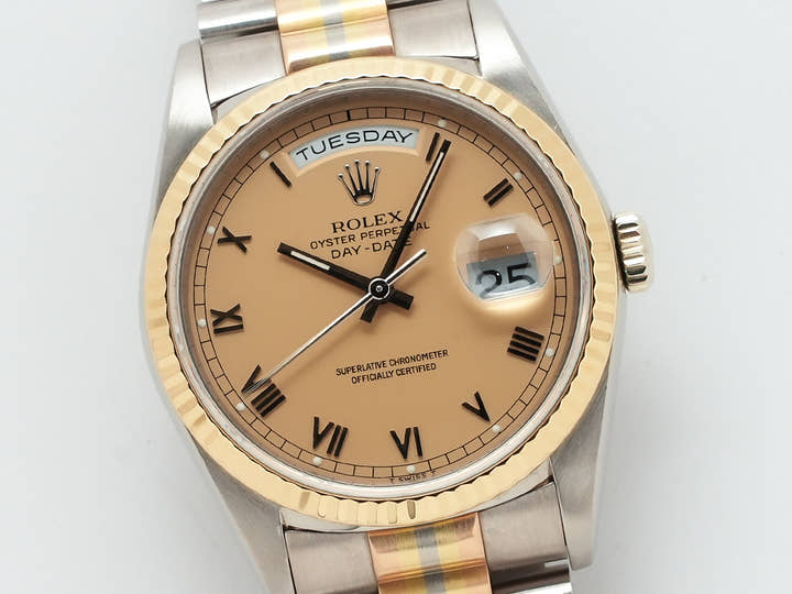 ロレックス デイデイト トリドール Ref.18239BIC ホワイトゴールド/ローズゴールド/イエローゴールド コッパー文字盤