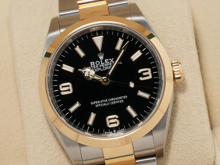 ロレックス エクスプローラー36 Ref.124273 ステンレススチール/イエローゴールド ブラック文字盤