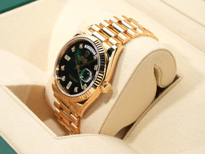 ロレックス デイデイト36 Ref.128238A イエローゴールド グリーンオンブレ文字盤