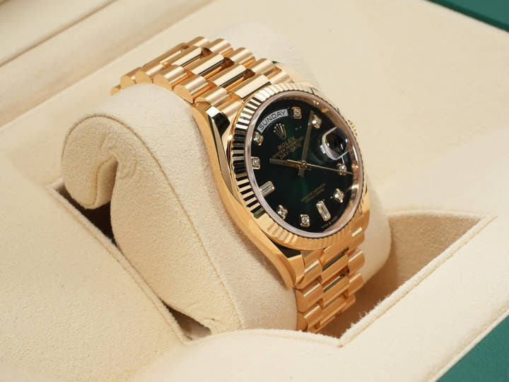 ロレックス デイデイト36 Ref.128238A イエローゴールド グリーンオンブレ文字盤