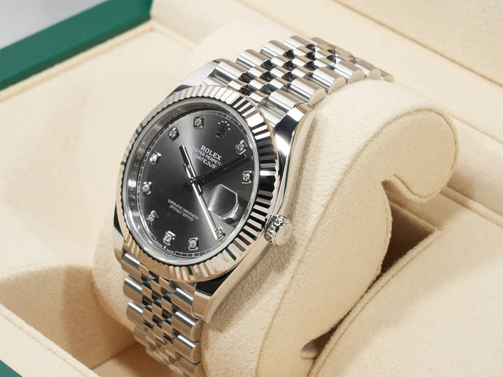 ロレックス デイトジャスト41 Ref.126334G ステンレススチール/ホワイトゴールド スレートx10Pダイヤ文字盤 ジュビリーブレスレット