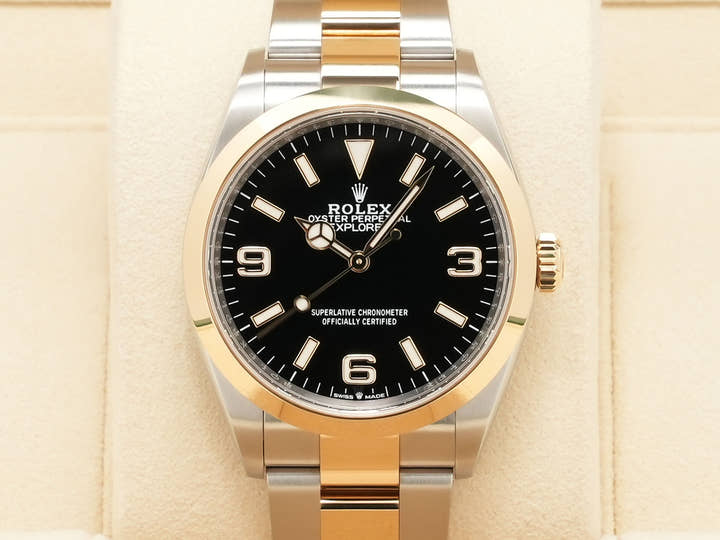 ロレックス エクスプローラー36 Ref.124273 ステンレススチール/イエローゴールド ブラック文字盤