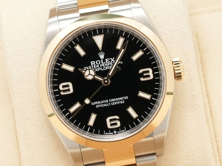 ロレックス エクスプローラー36 Ref.124273 ステンレススチール/イエローゴールド ブラック文字盤