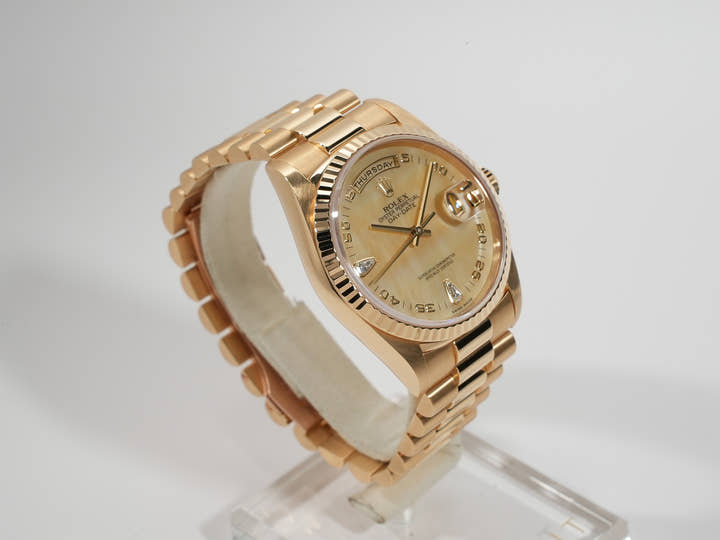 ロレックス デイデイト36 Ref.18238N2BR イエローゴールド イエローシェルx2Pティアドロップダイヤ文字盤
