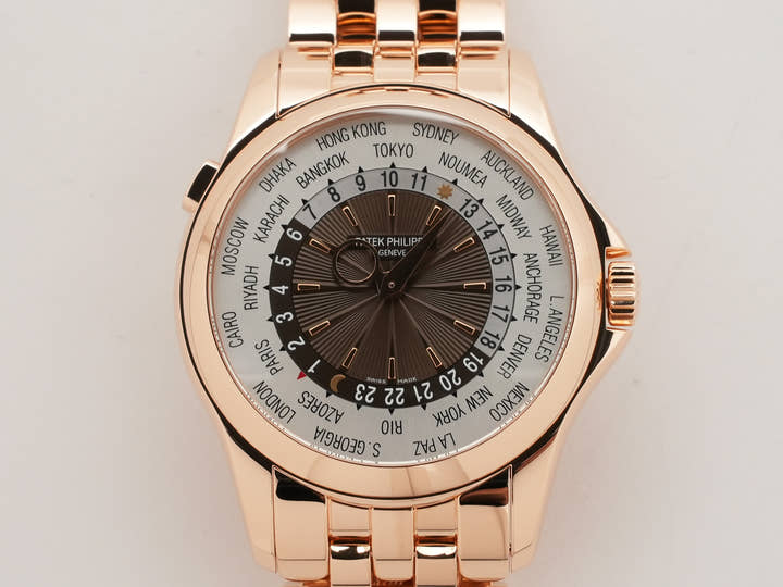 パテックフィリップ コンプリケーション ワールドタイム Ref.5130/1R-001 ローズゴールド シルバー/ブラウン文字盤