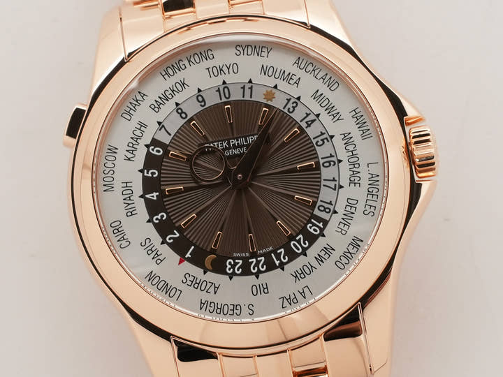 パテックフィリップ コンプリケーション ワールドタイム Ref.5130/1R-001 ローズゴールド シルバー/ブラウン文字盤