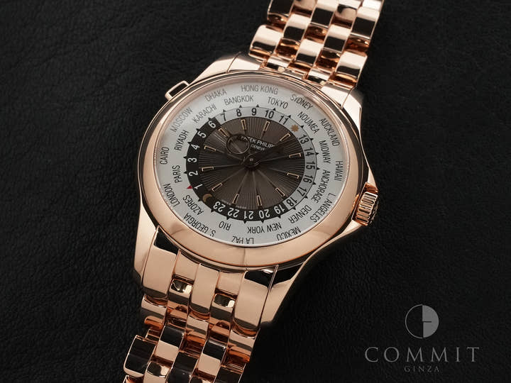 パテックフィリップ コンプリケーション ワールドタイム Ref.5130/1R-001 ローズゴールド シルバー/ブラウン文字盤