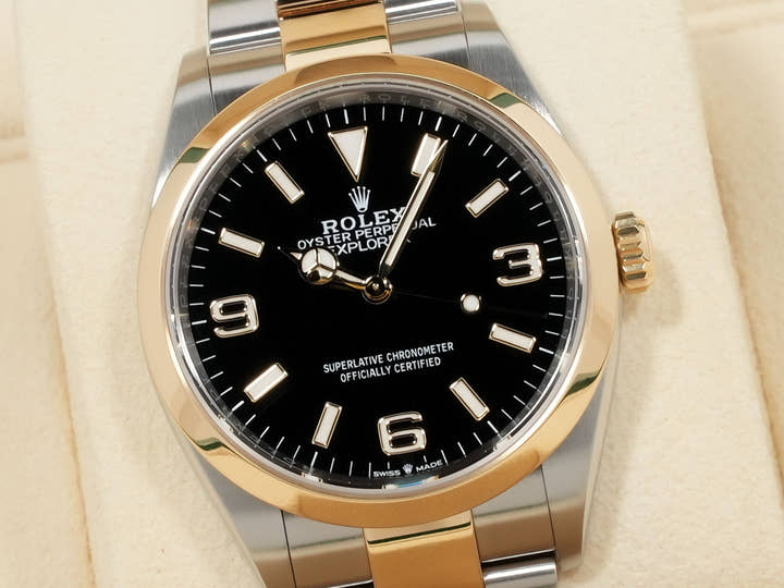 ロレックス エクスプローラー36 Ref.124273 ステンレススチール/イエローゴールド ブラック文字盤