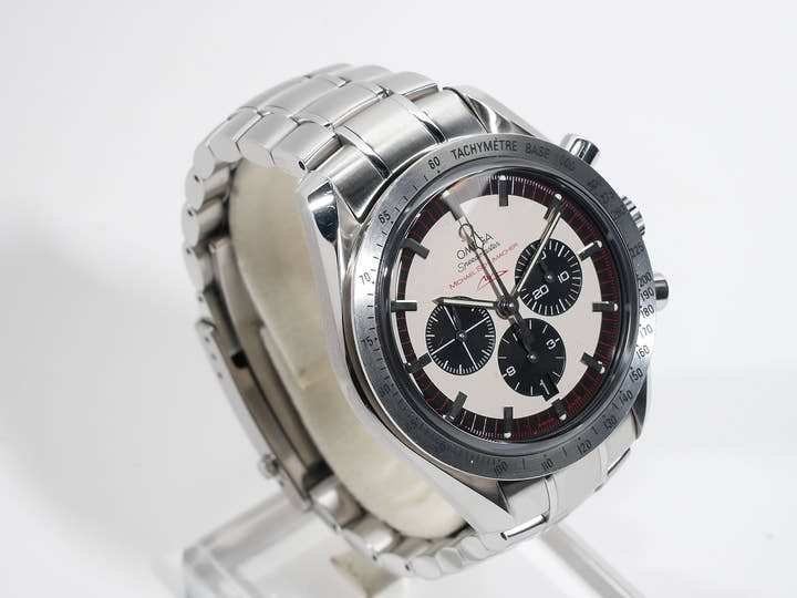 オメガ スピードマスター シューマッハ レジェンド Ref.3853.32 アイボリー×ブラック文字盤 中古 8je3xrt7
