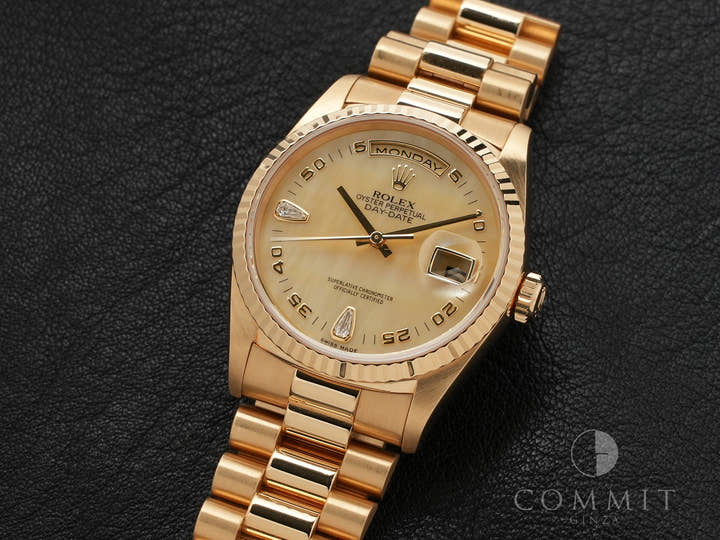 ロレックス デイデイト36 Ref.18238N2BR イエローゴールド イエローシェルx2Pティアドロップダイヤ文字盤