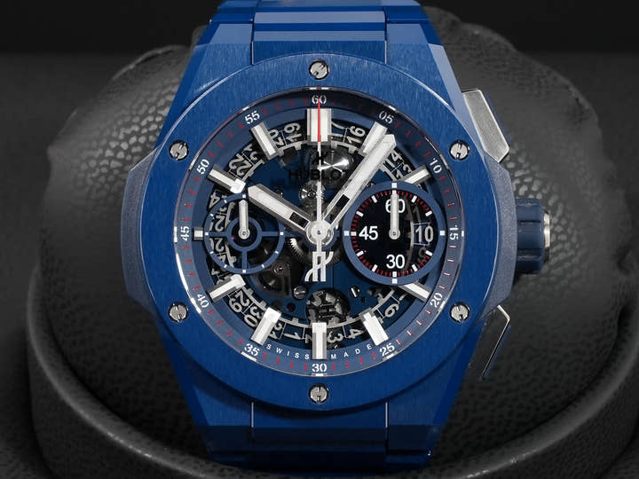 ウブロ ビッグバン インテグレーテッド ブルーセラミック Ref.451.EX.5123.EX スケルトン文字盤 美中古 62cikfcz