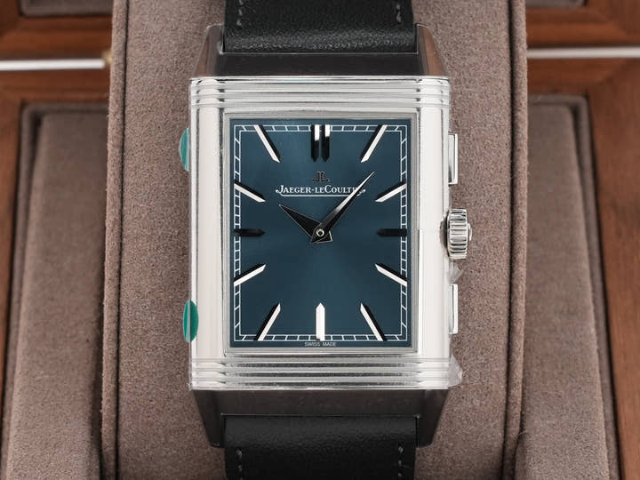 ジャガールクルト レベルソ トリビュート クロノグラフ Ref.Q389848J ブルーグレー/スケルトン文字盤 未使用 2288cpdr