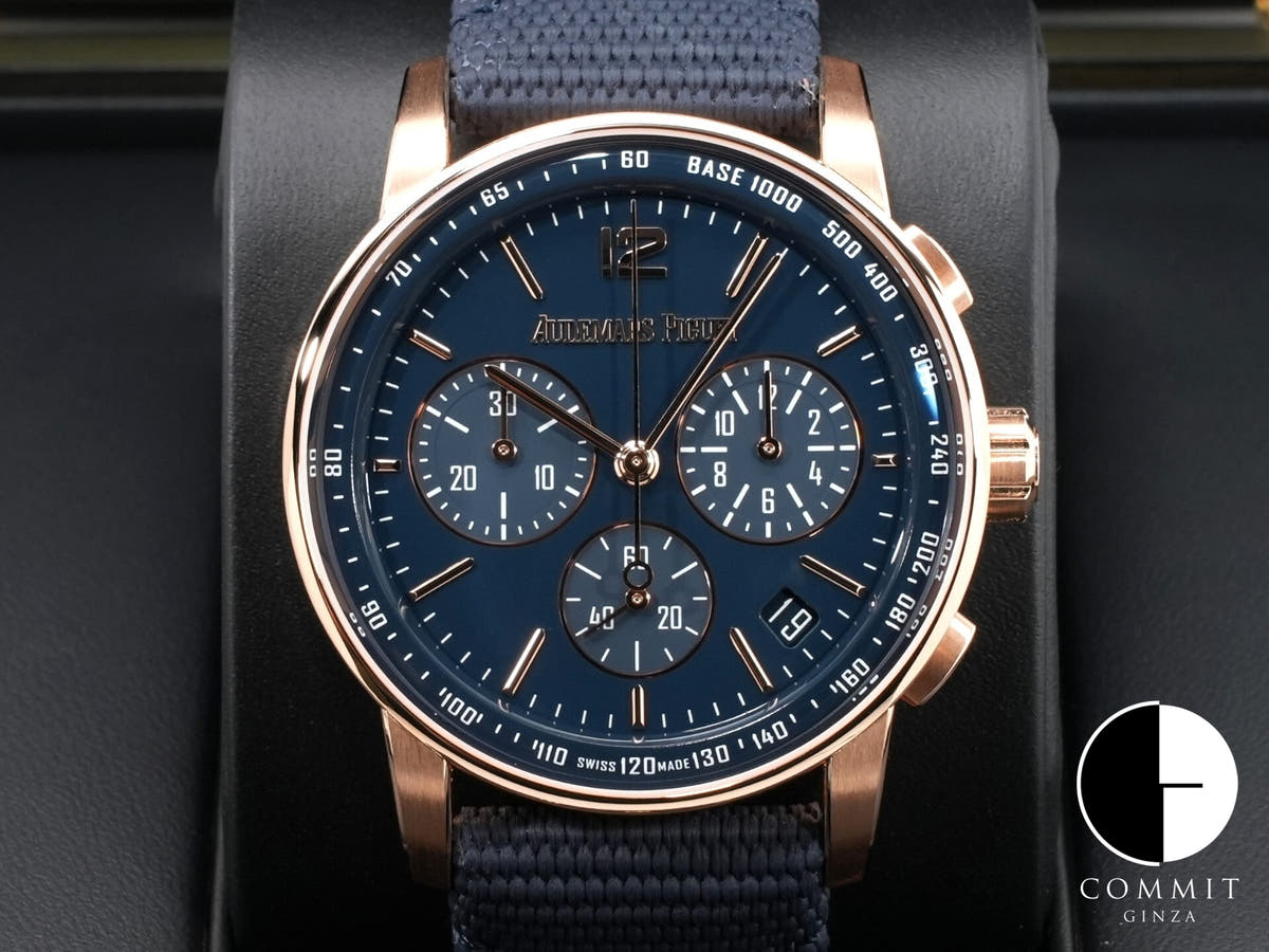 オーデマピゲ CODE 11.59 バイ オーデマ ピゲ クロノグラフ Ref.26393OR.OO.A321CR.01 ピンクゴールド ブルーラッカー文字盤