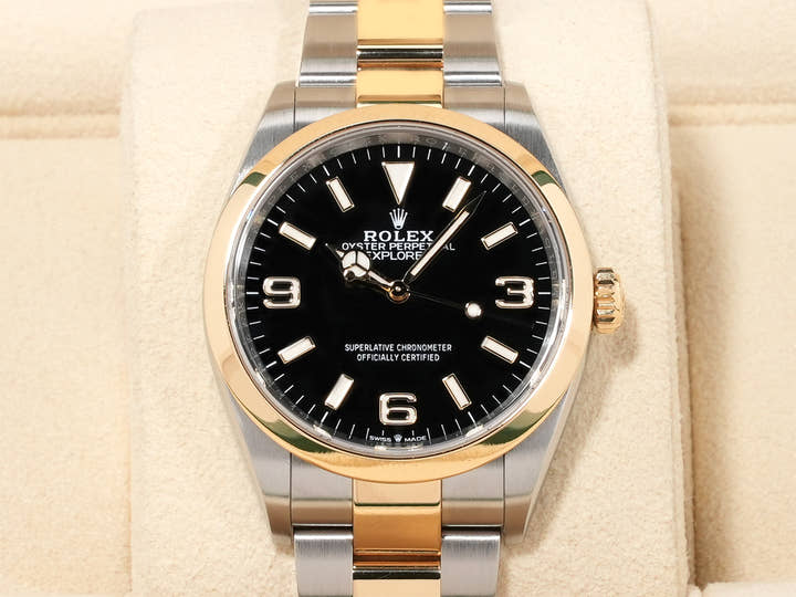 ロレックス エクスプローラー36 Ref.124273 ステンレススチール/イエローゴールド ブラック文字盤