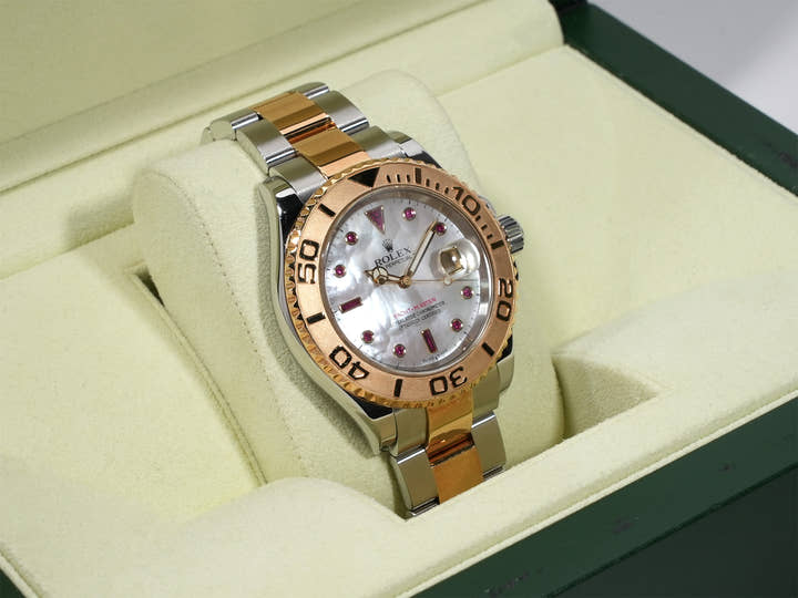 ロレックス ヨットマスター40 Ref.16623NGR ステンレススチール/イエローゴールド ホワイトシェルxルビー文字盤