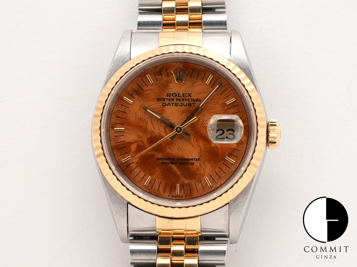 ロレックス デイトジャスト36 Ref.16233 ステンレススチール/イエローゴールド バーチ文字盤 ジュビリーブレスレット