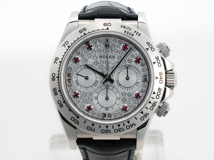Rolex Daytona El Primero Ref. 16519 White Gold Pave Diamond x 8P Ruby Dial