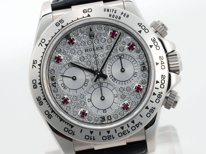 Rolex Daytona El Primero Ref. 16519 White Gold Pave Diamond x 8P Ruby Dial
