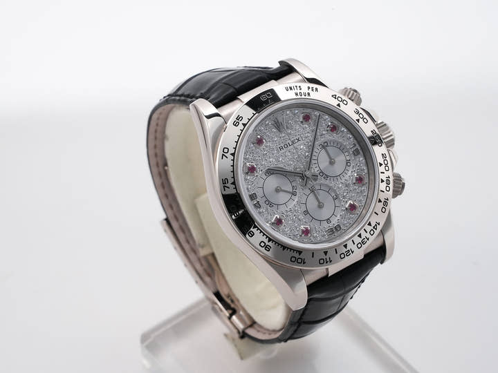 Rolex Daytona El Primero Ref. 16519 White Gold Pave Diamond x 8P Ruby Dial
