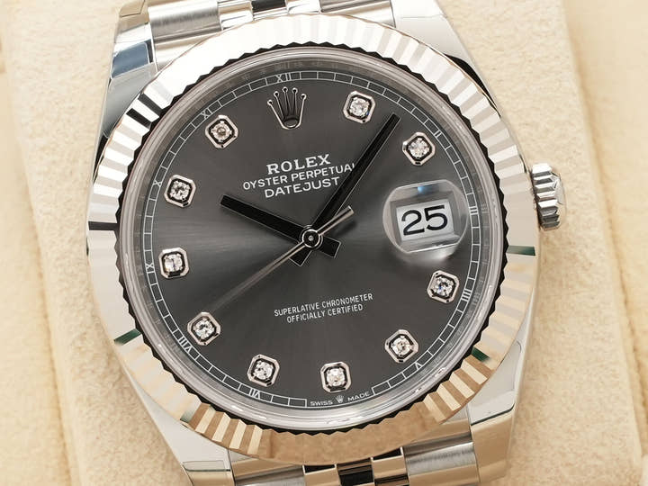 ロレックス デイトジャスト41 Ref.126334G ステンレススチール/ホワイトゴールド スレートx10Pダイヤ文字盤 ジュビリーブレスレット