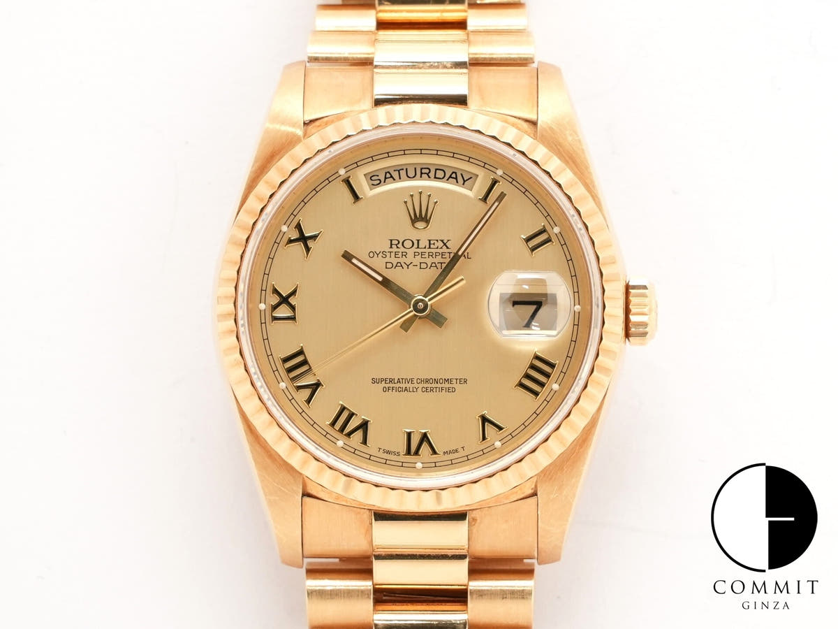 ロレックス デイデイト36 Ref.18238 イエローゴールド シャンパンローマン文字盤