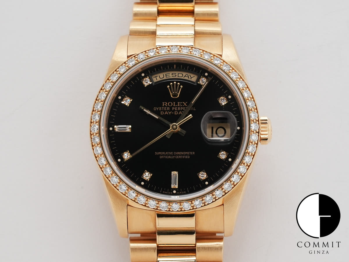 ロレックス デイデイト Ref.18348 イエローゴールド ブラック文字盤