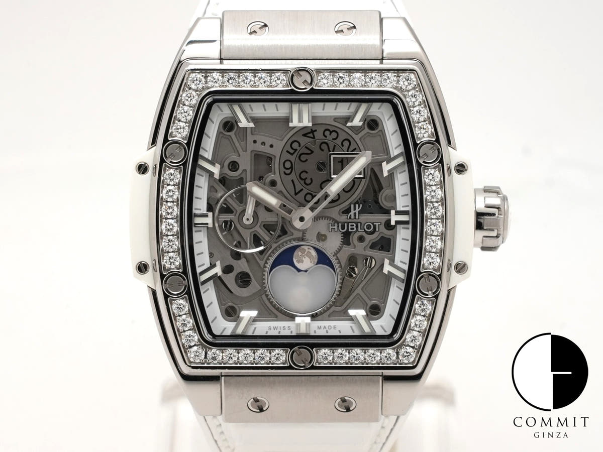 ウブロ スピリット オブ ビッグバン チタニウム ムーンフェイズ ダイヤモンド Ref.647.NE.2070.RW.1204 スケルトン文字盤 美中古 5hdbqzgt