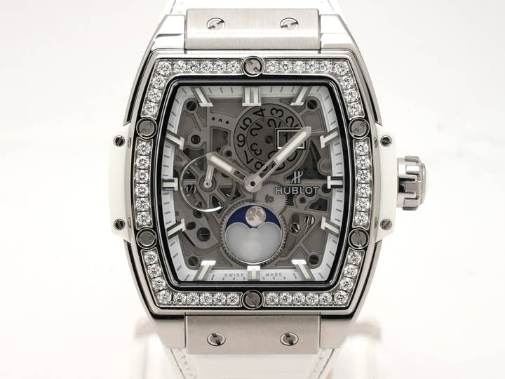 ウブロ スピリット オブ ビッグバン チタニウム ムーンフェイズ ダイヤモンド Ref.647.NE.2070.RW.1204 スケルトン文字盤 美中古 5hdbqzgt