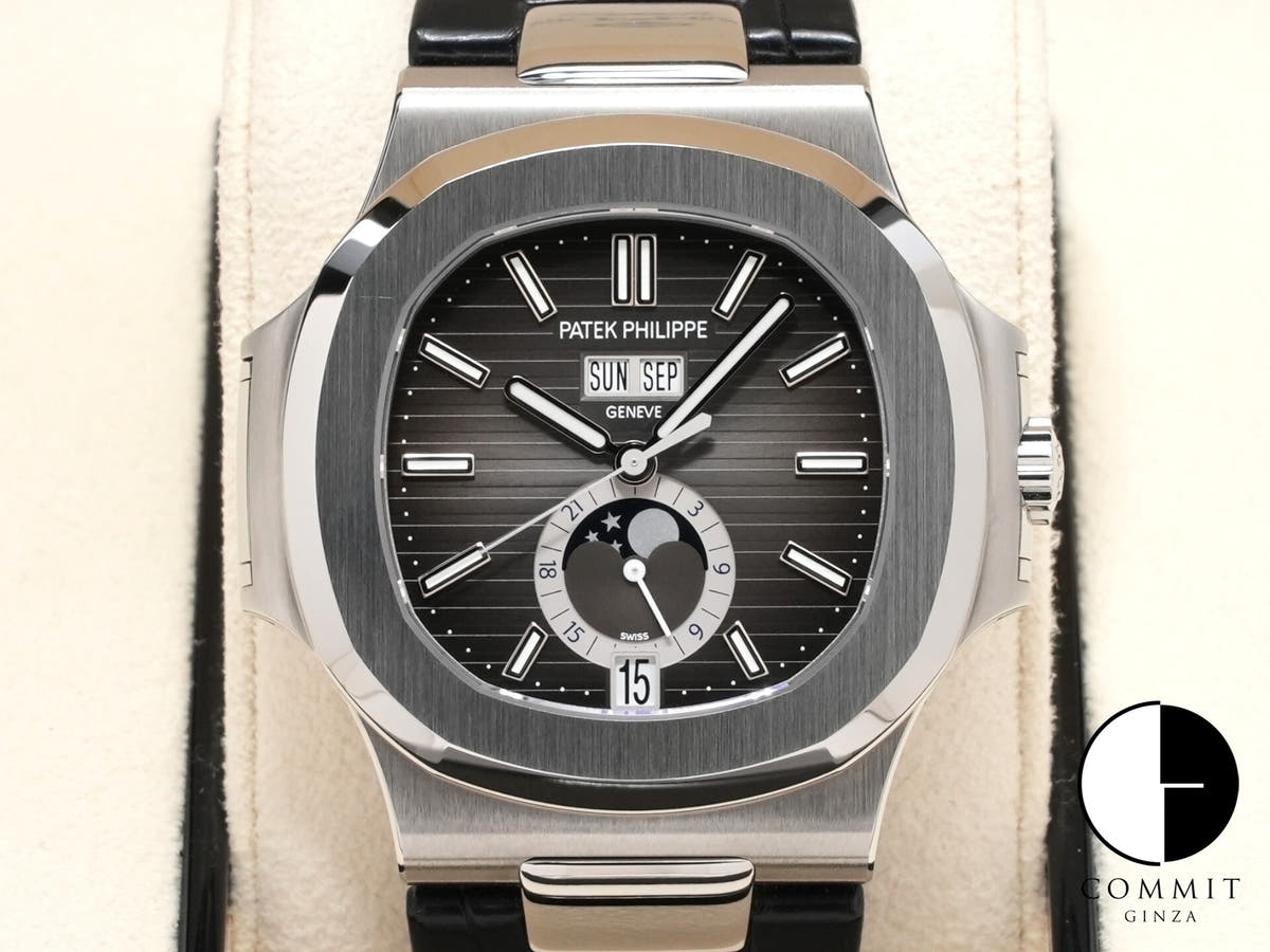 パテックフィリップ ノーチラス アニュアルカレンダー ムーンフェイズ Ref.5726A-001 ステンレススチール ブラック文字盤