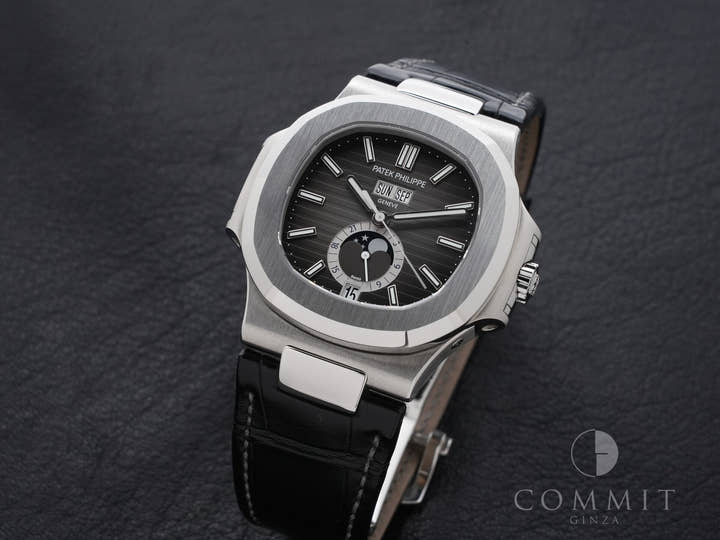 パテックフィリップ ノーチラス アニュアルカレンダー ムーンフェイズ Ref.5726A-001 ステンレススチール ブラック文字盤