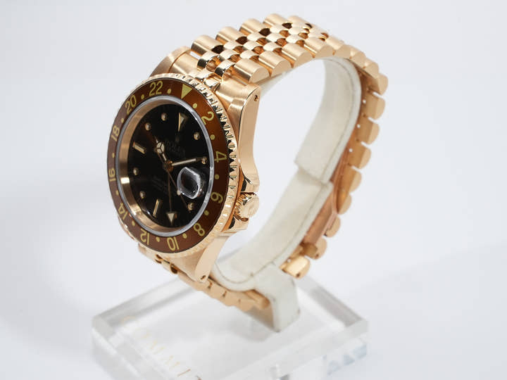 ロレックス GMTマスター Ref.16758 イエローゴールド ブラウン文字盤 ジュビリーブレスレット