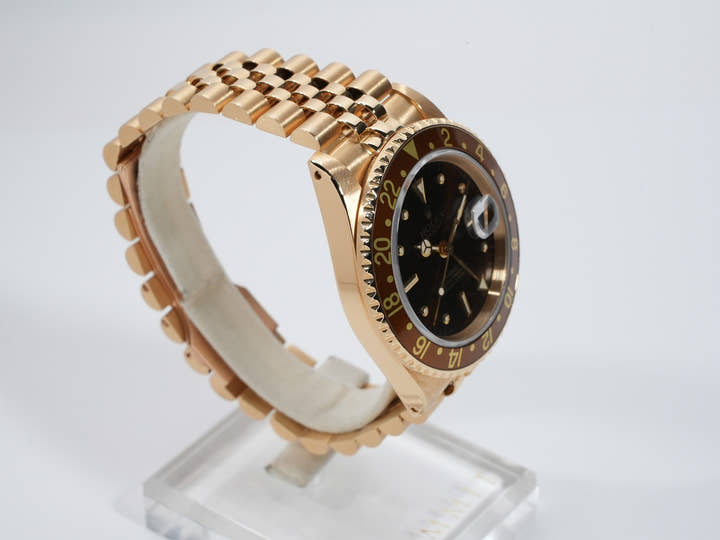 ロレックス GMTマスター Ref.16758 イエローゴールド ブラウン文字盤 ジュビリーブレスレット