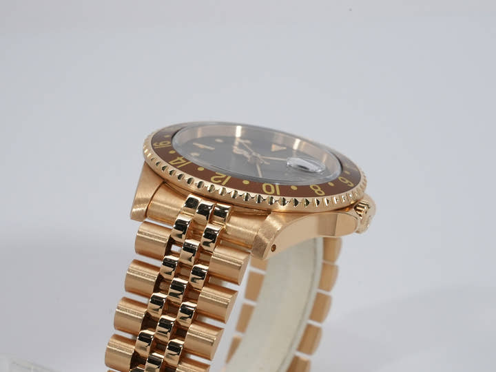 ロレックス GMTマスター Ref.16758 イエローゴールド ブラウン文字盤 ジュビリーブレスレット