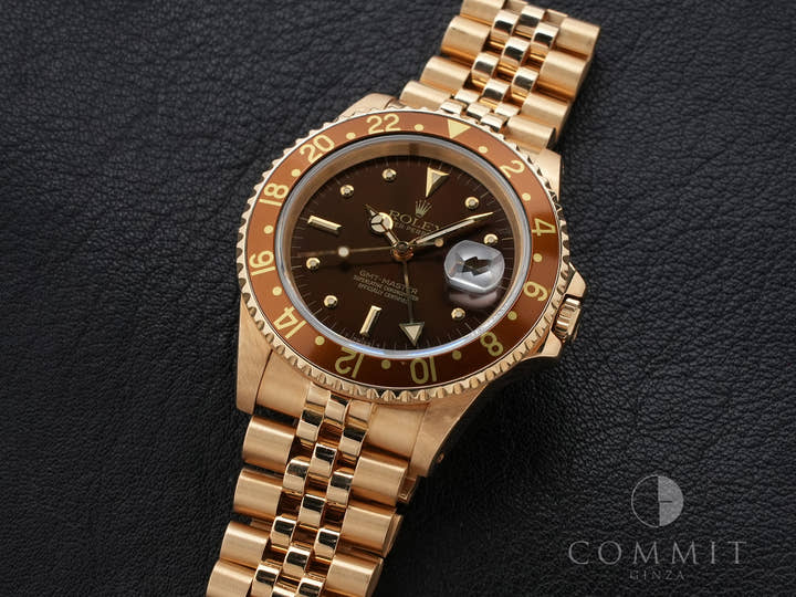 ロレックス GMTマスター Ref.16758 イエローゴールド ブラウン文字盤 ジュビリーブレスレット