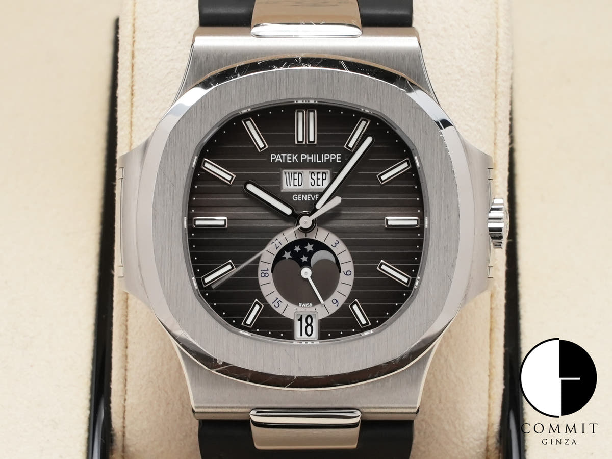 パテックフィリップ ノーチラス アニュアルカレンダー ムーンフェイズ Ref.5726A-001 ステンレススチール ブラック文字盤