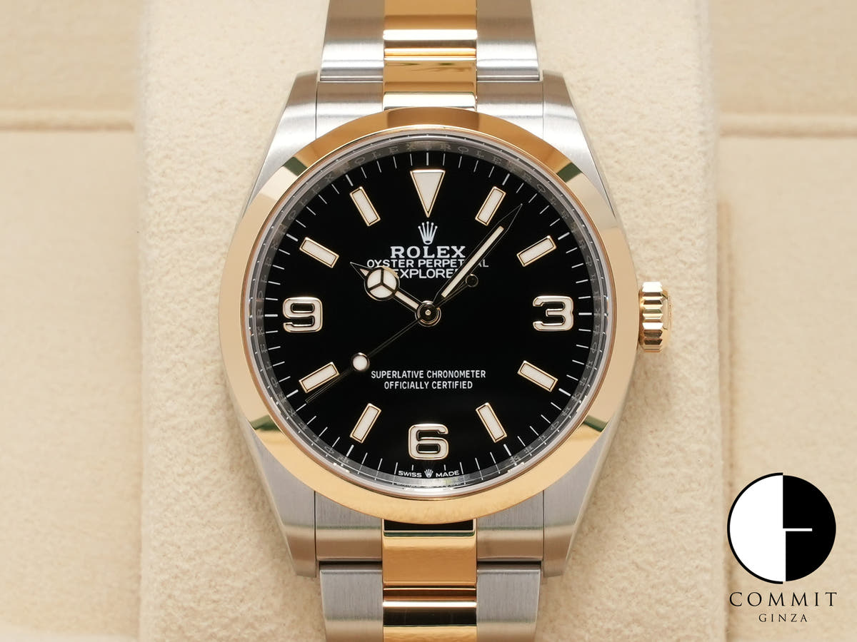 ロレックス エクスプローラー36 Ref.124273 ステンレススチール/イエローゴールド ブラック文字盤