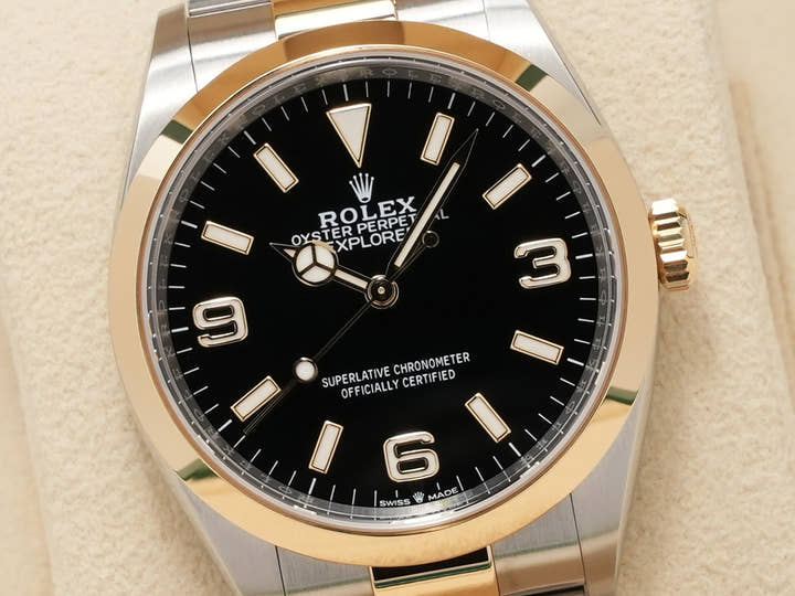 ロレックス エクスプローラー36 Ref.124273 ステンレススチール/イエローゴールド ブラック文字盤