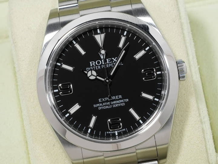 ロレックス エクスプローラーI 鏡面ブラックアウト Ref.214270 ステンレススチール ブラック文字盤