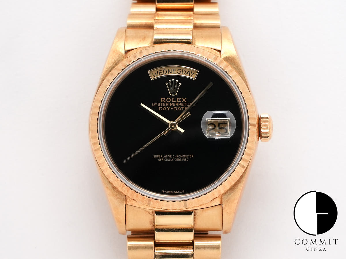 ロレックス デイデイト36 Ref.18038 イエローゴールド オニキス文字盤
