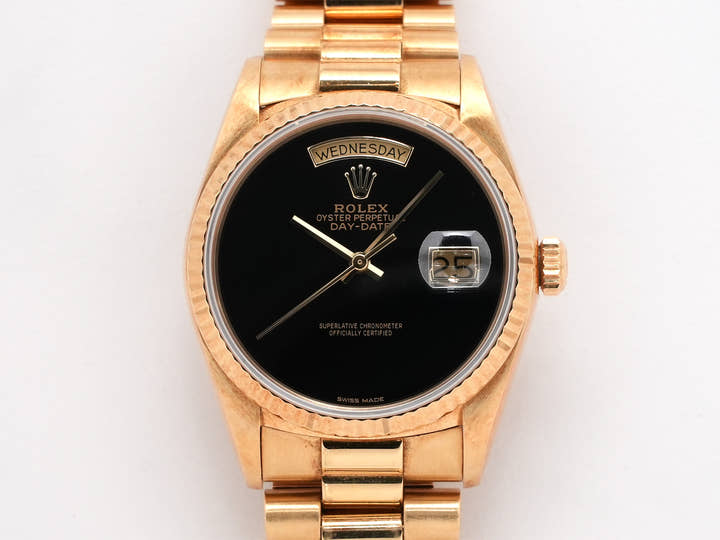 ロレックス デイデイト36 Ref.18038 イエローゴールド オニキス文字盤