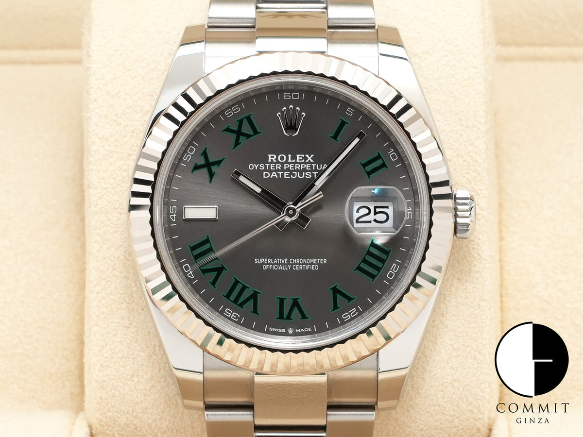 ロレックス デイトジャスト41 Ref.126334 ステンレススチール/ホワイトゴールド スレートローマン文字盤 オイスターブレスレット