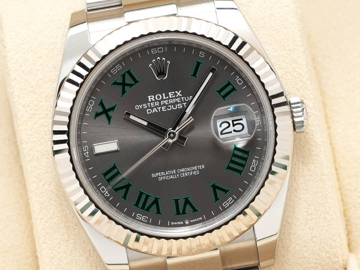 ロレックス デイトジャスト41 Ref.126334 ステンレススチール/ホワイトゴールド スレートローマン文字盤 オイスターブレスレット
